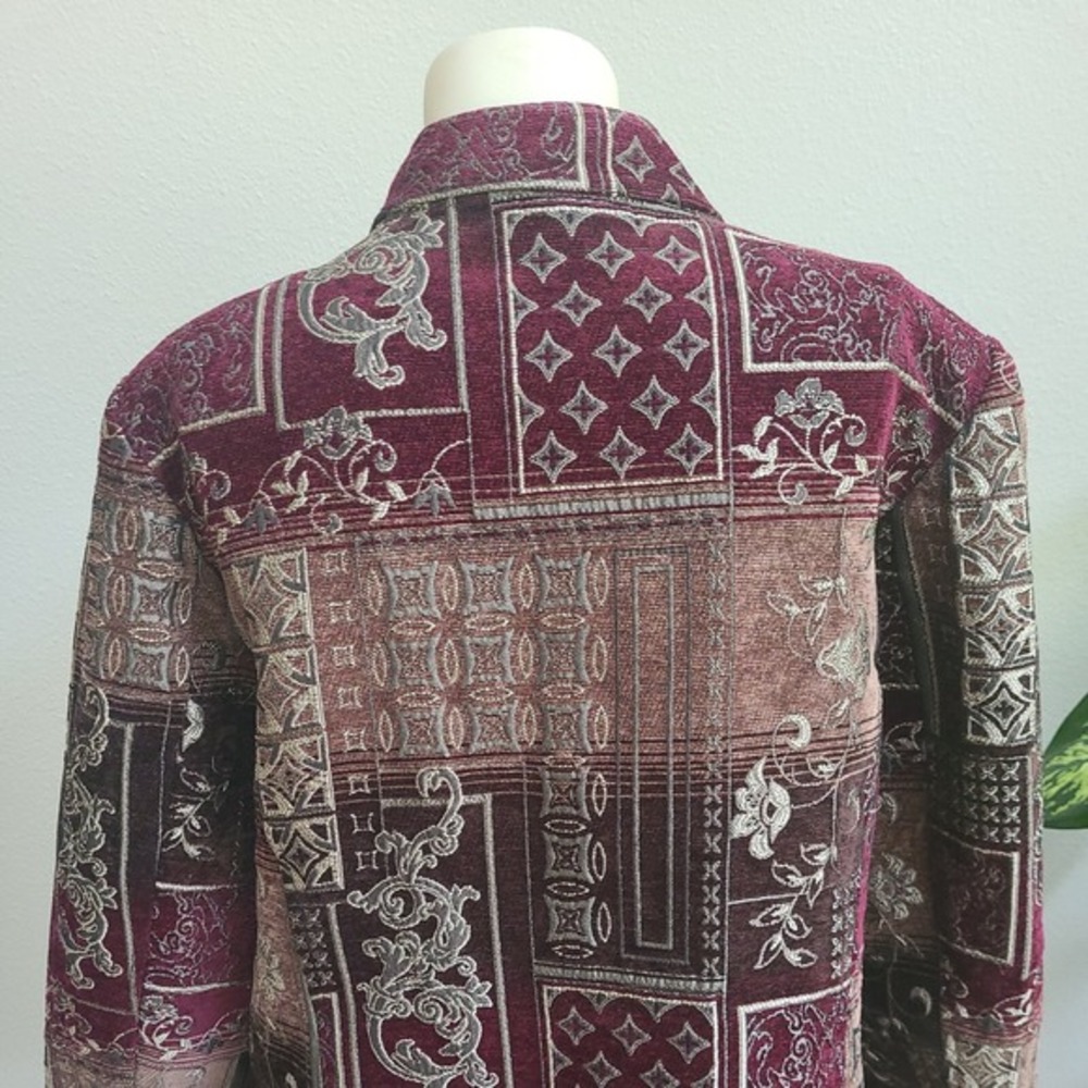 Dressbarn‎ Jacket Womens Plus 18/20 Red Floral Tapestry Long Sleeve Blazer - Picture 6 of 8